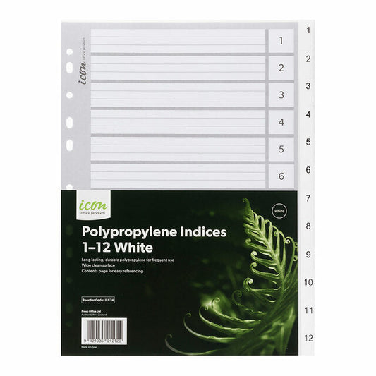 Icon Polypropyllene Indices 12 White