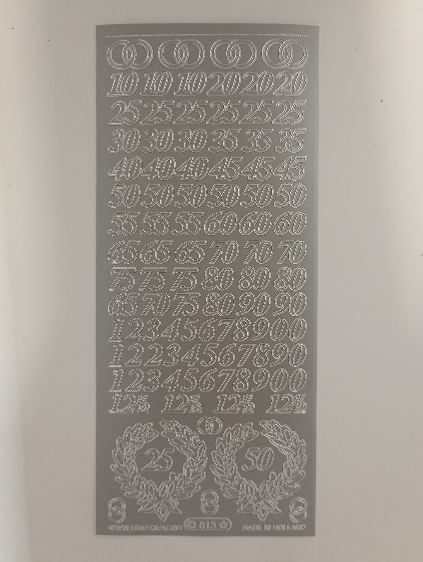 Anniversary Numbers Stickers Silver #PC813S