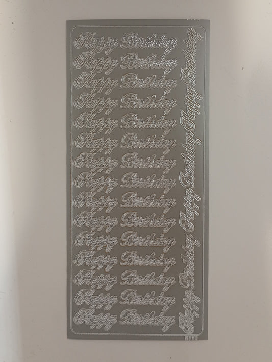 Happy Birthday Separate Stickers Silver #PC2774S