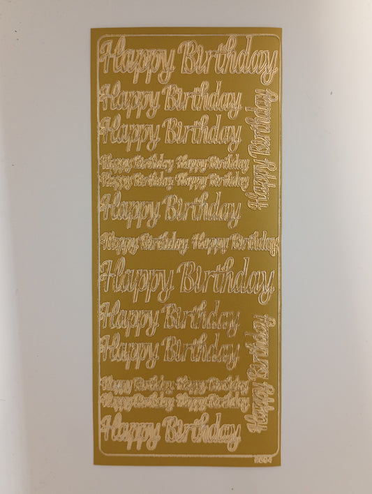 Happy Birthday Large Text Stickers Gold #PC2694G