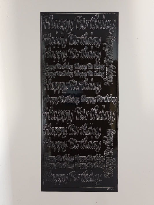 Happy Birthday Large Txt Stickers Black #PC2694BK