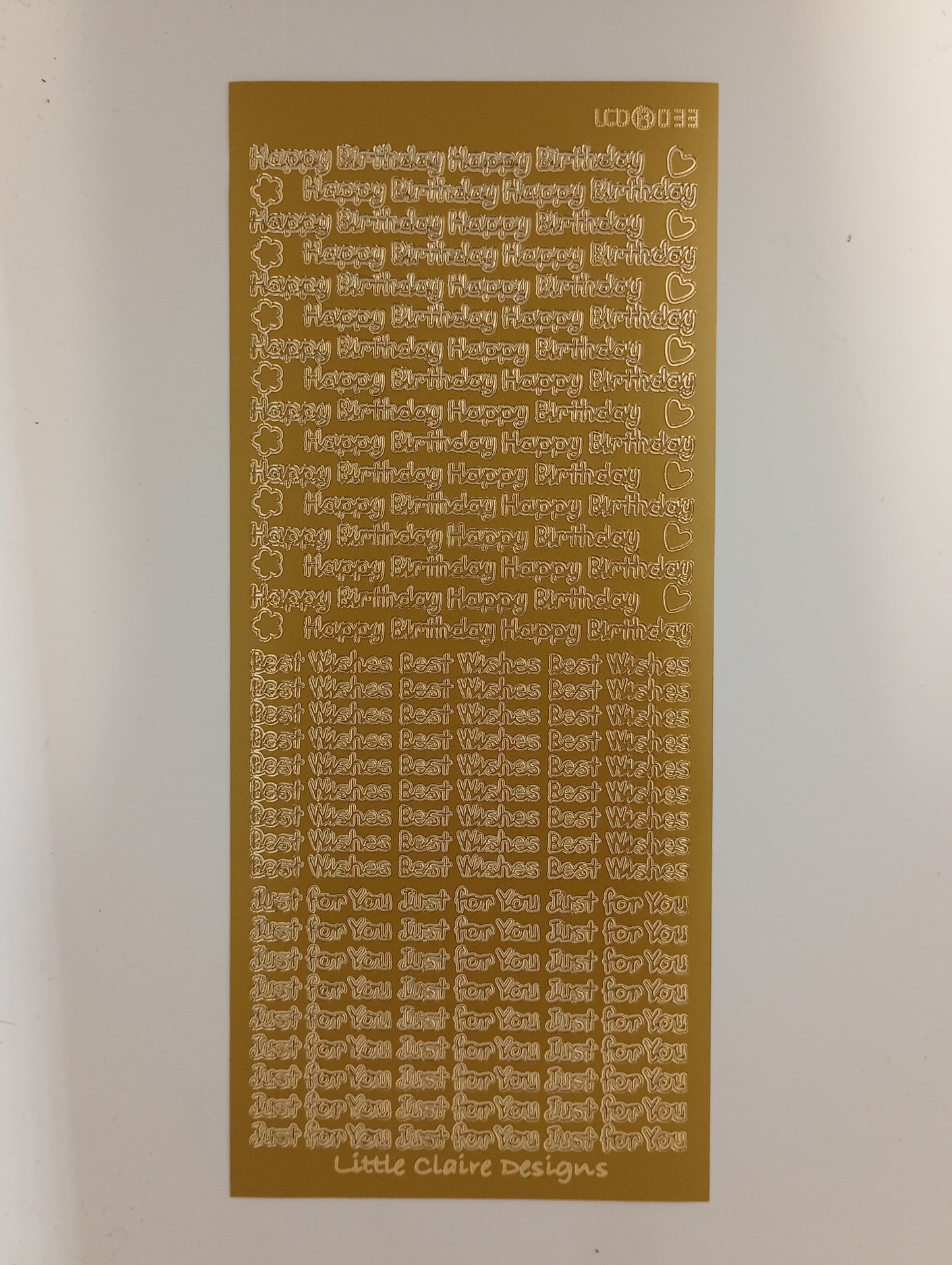 Birthday Text Asst Stickers Gold #PC2405G