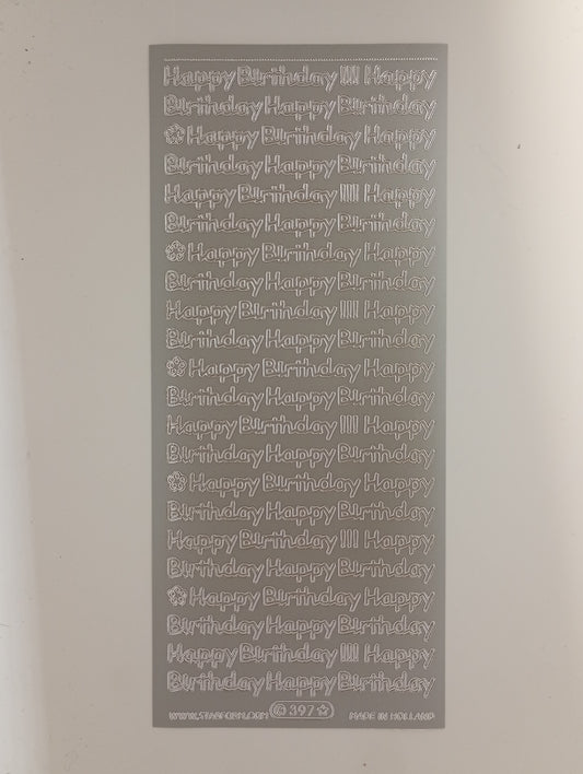 Happy Birthday Small Stickers Silver #PC397S