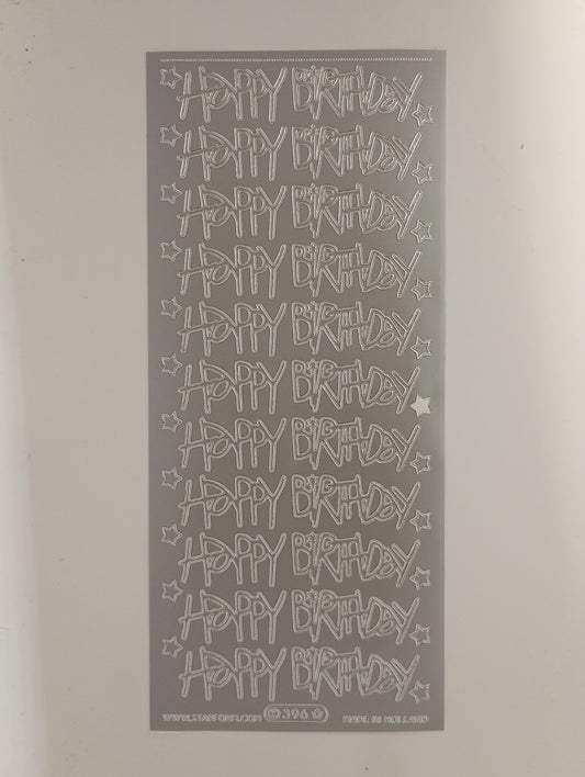 Happy Birthday Stickers Silver #PC396S