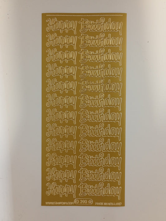 Happy Birthday Large Stickers Gold #PC390G