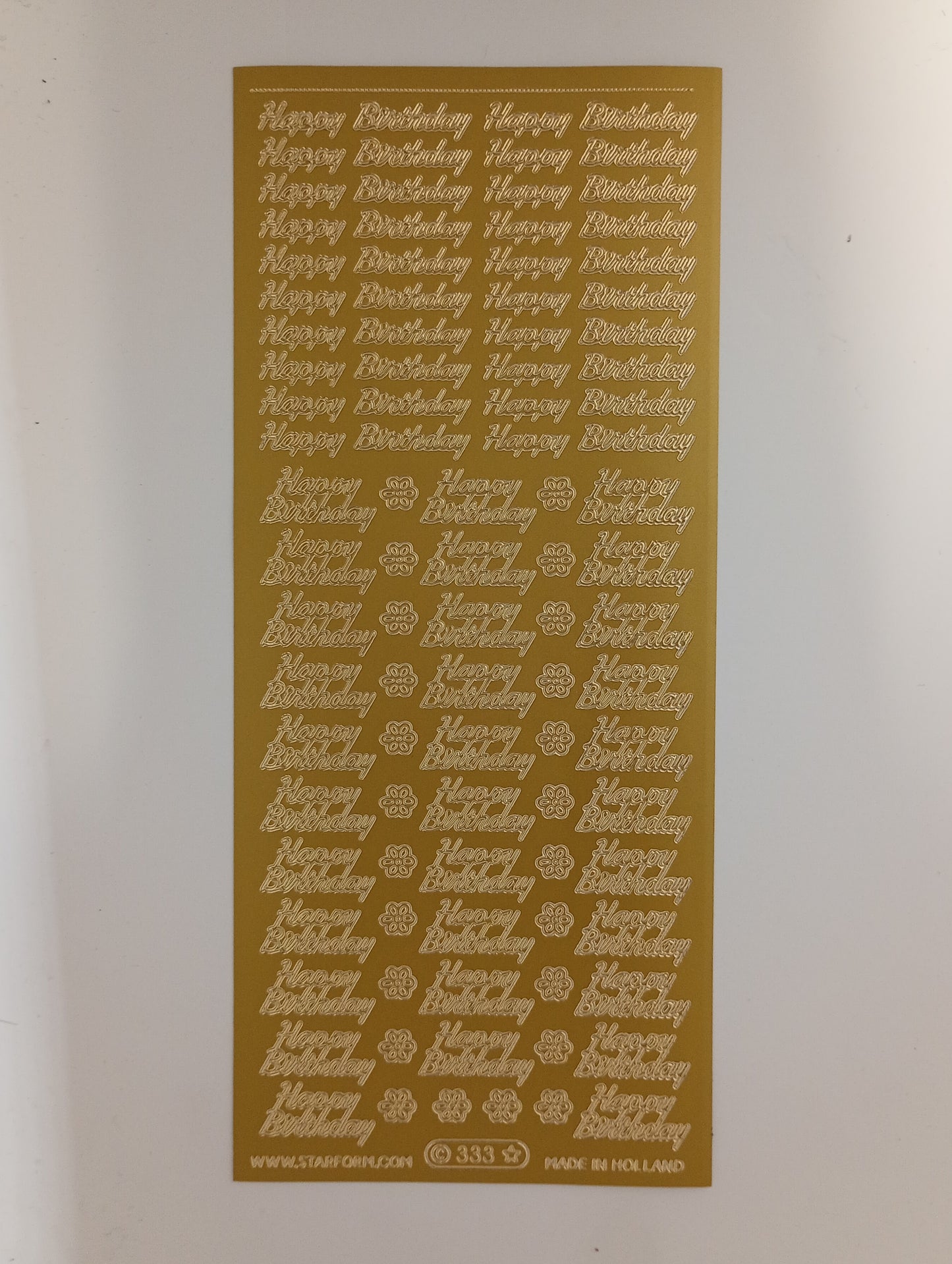 Happy Birthday Mini Text Stickers Gold #PC333G