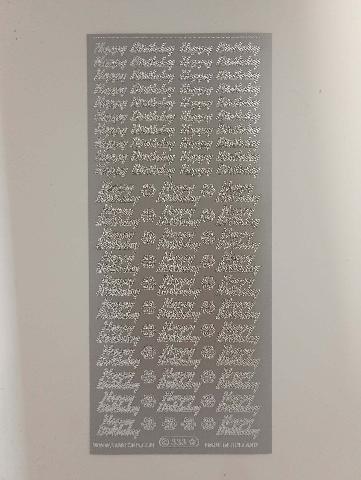 Happy Birthday Mini Text Stickers Silver #PC333S