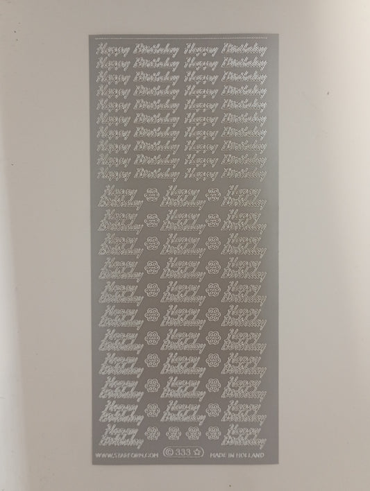 Happy Birthday Mini Text Stickers Silver #PC333S