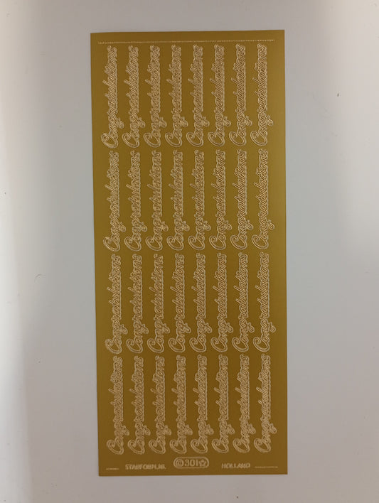 Congratulations Text Stickers Gold #PC301G