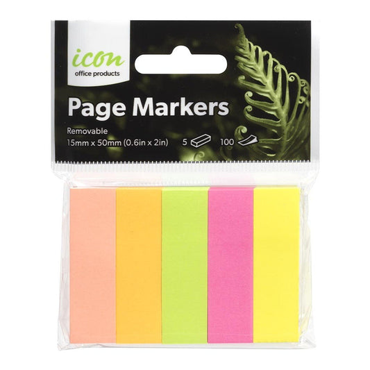 Icon Page Markers Neon 5 Pack