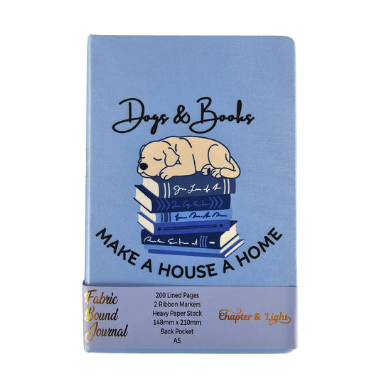 Journal Fabric Bound Lined - Dogs & Books