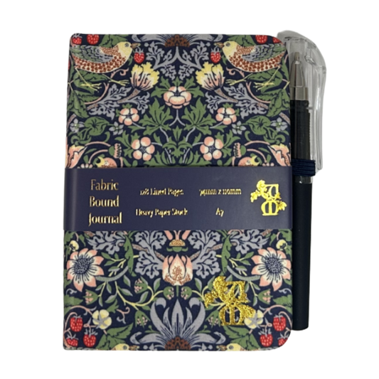 William Morris A7 Journal With Pen - Strawberry Thief