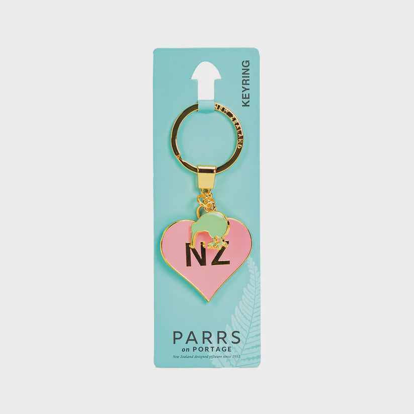 Keyring Metal NZ in Pink Heart