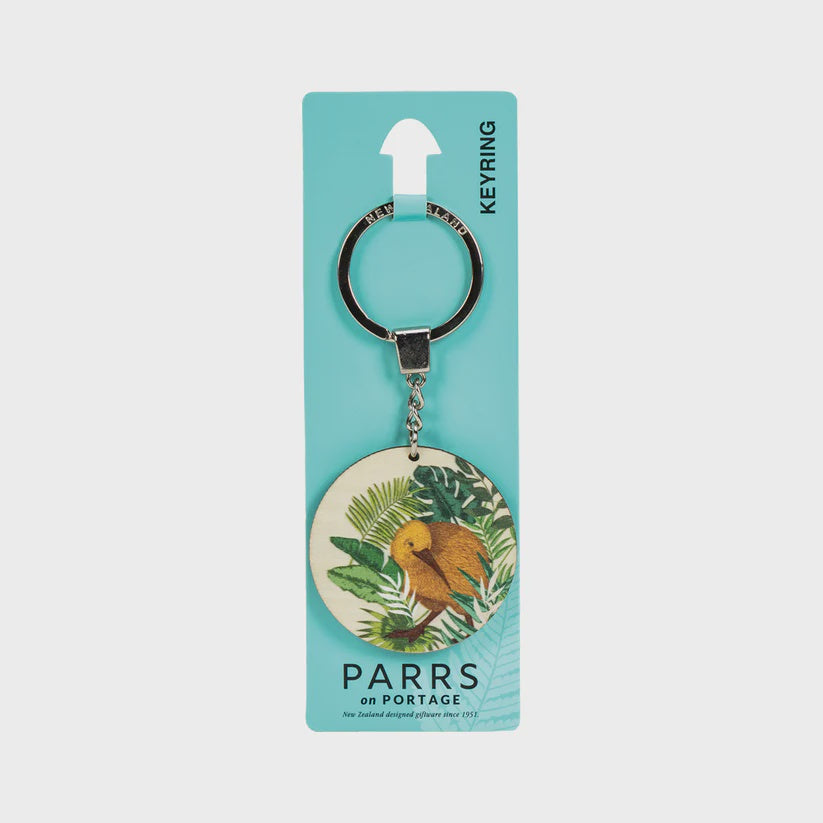 Keyring Wooden Kiwi Tropics Round