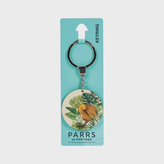 Keyring Wooden Kiwi Tropics Round
