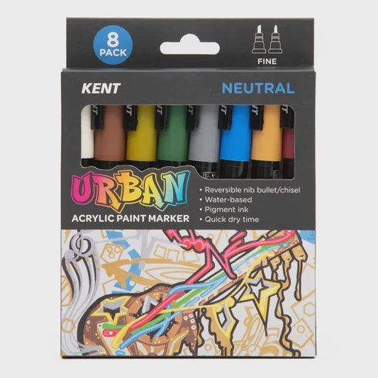 Kent Urban Acrylic Paint Marker 3mm nib Neutral 8 Pce
