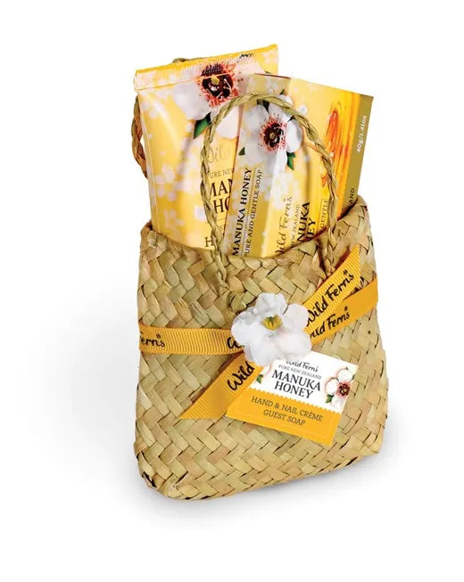 Woven Basket Hand & Nail Creme with Guest Soap