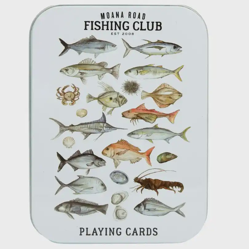 Moana Road Fishing Club Playing Cards in Tin