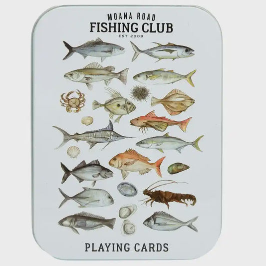 Moana Road Fishing Club Playing Cards in Tin
