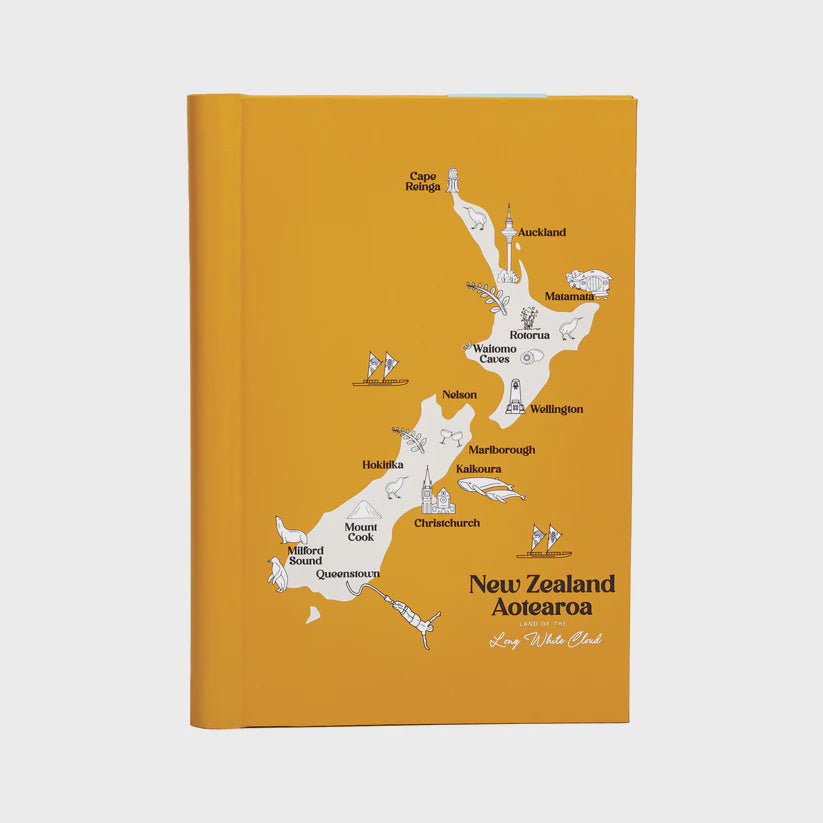 Notebook Map of New Zealand with Names A5