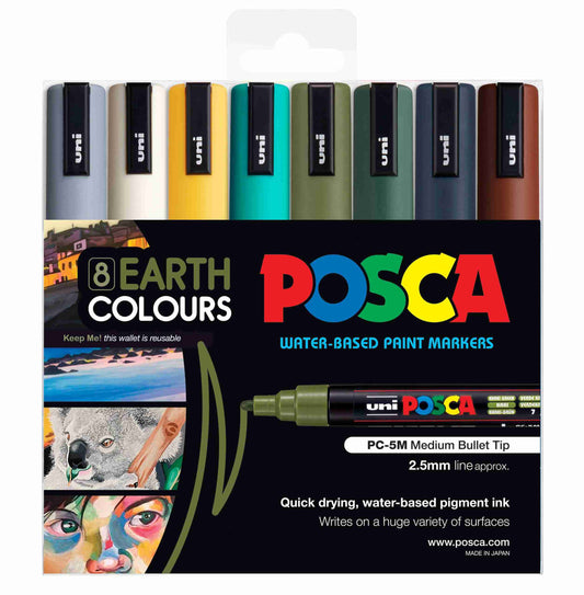 Posca Markers 8 Earthtone Colours PC-5M