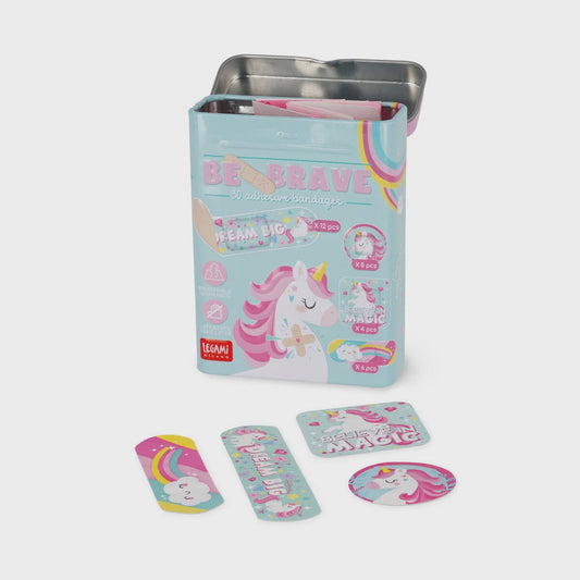 Legami - Tin of 30 Adhesive Printed Bandaids - Unicorn