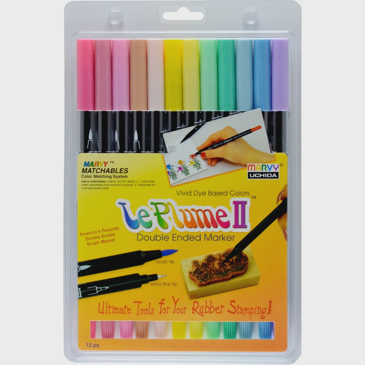 Marvy Le Plume ll Dual-tip Pastel 12 Pce