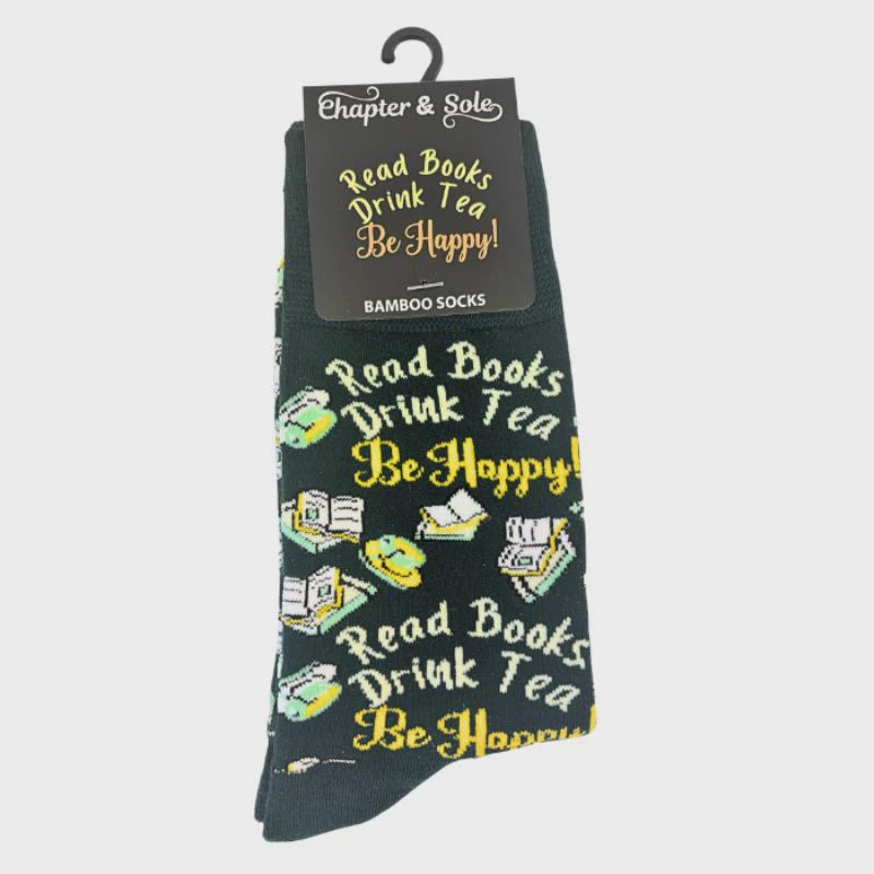 Chapter & Sole Bamboo Socks Read Books Drink Tea Be Happy