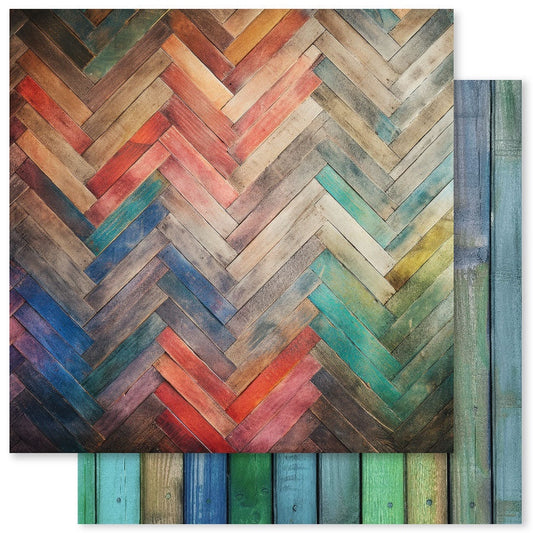 12 x 12 Paper Rainbow Wood -C