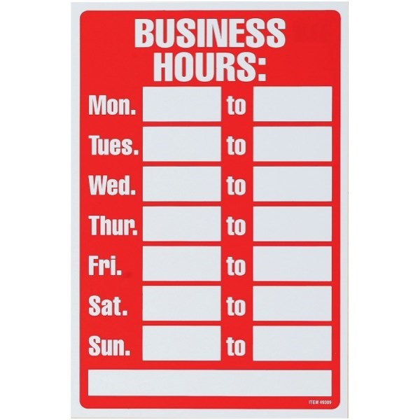 Sign Business Hours