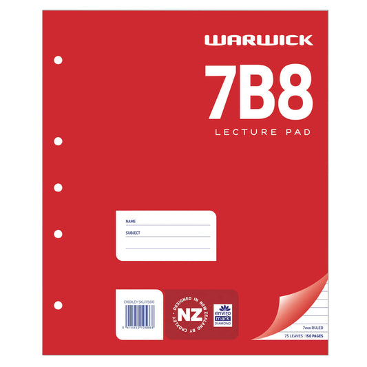 Lecture Pad Warw 7B8 7Mm Ruled A4 75Lf