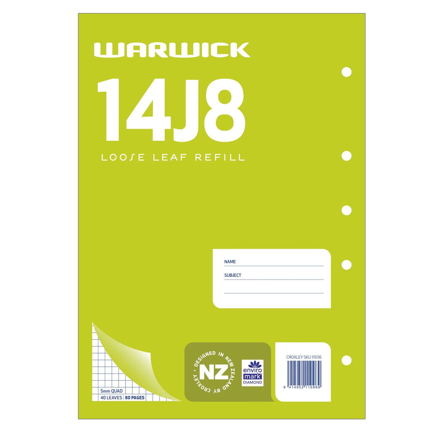 Refill Pad Warw 5Mm Quad 14J8 Loose 40Lf