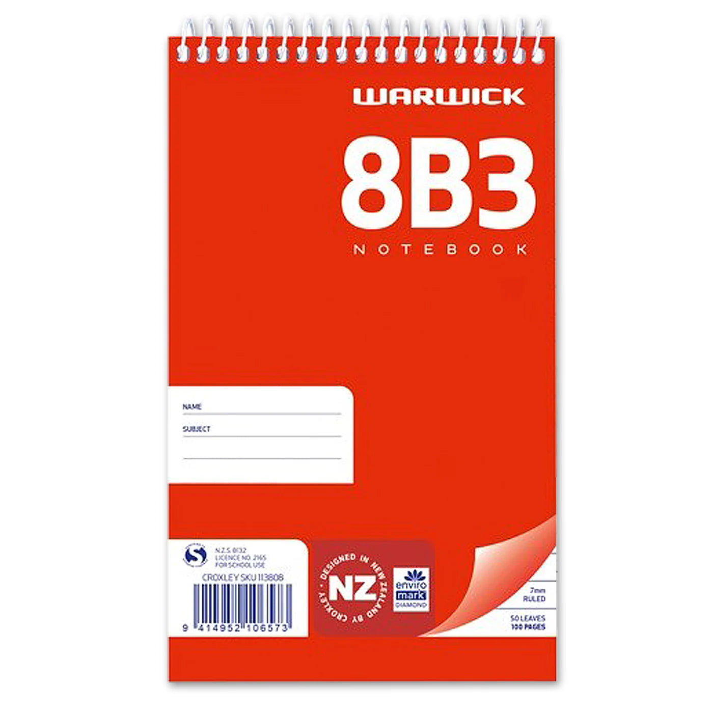 Notebook Warw 8B3 Spiral 7Mm Ruled 50Lf