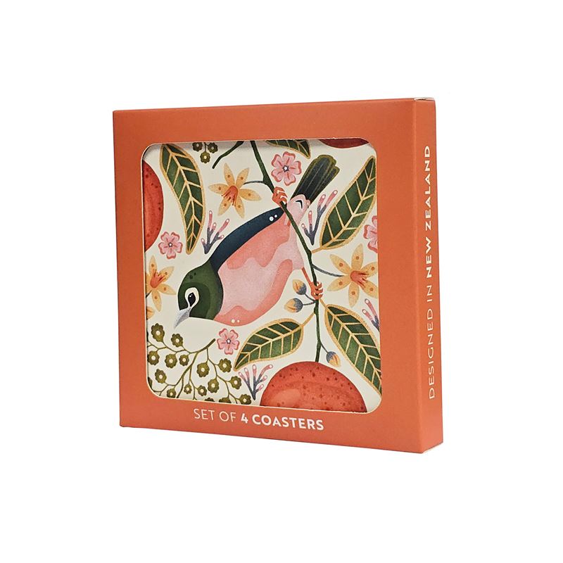 Catherine Marion: Cream Waxeyes & Mandarins Coaster Box Set