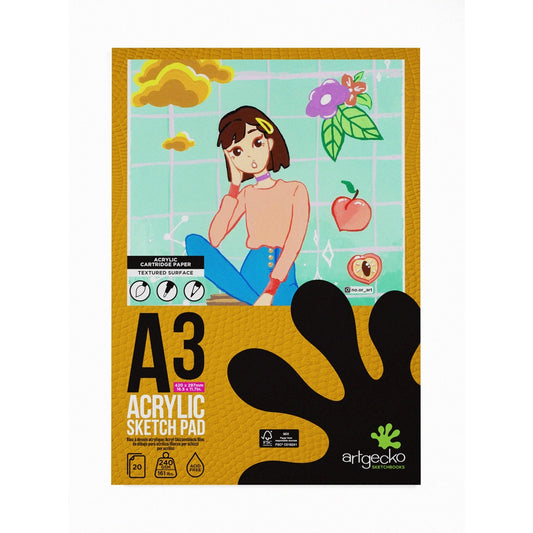 Artgecko A3 Acrylic  Pad 240gsm /20 Sheets