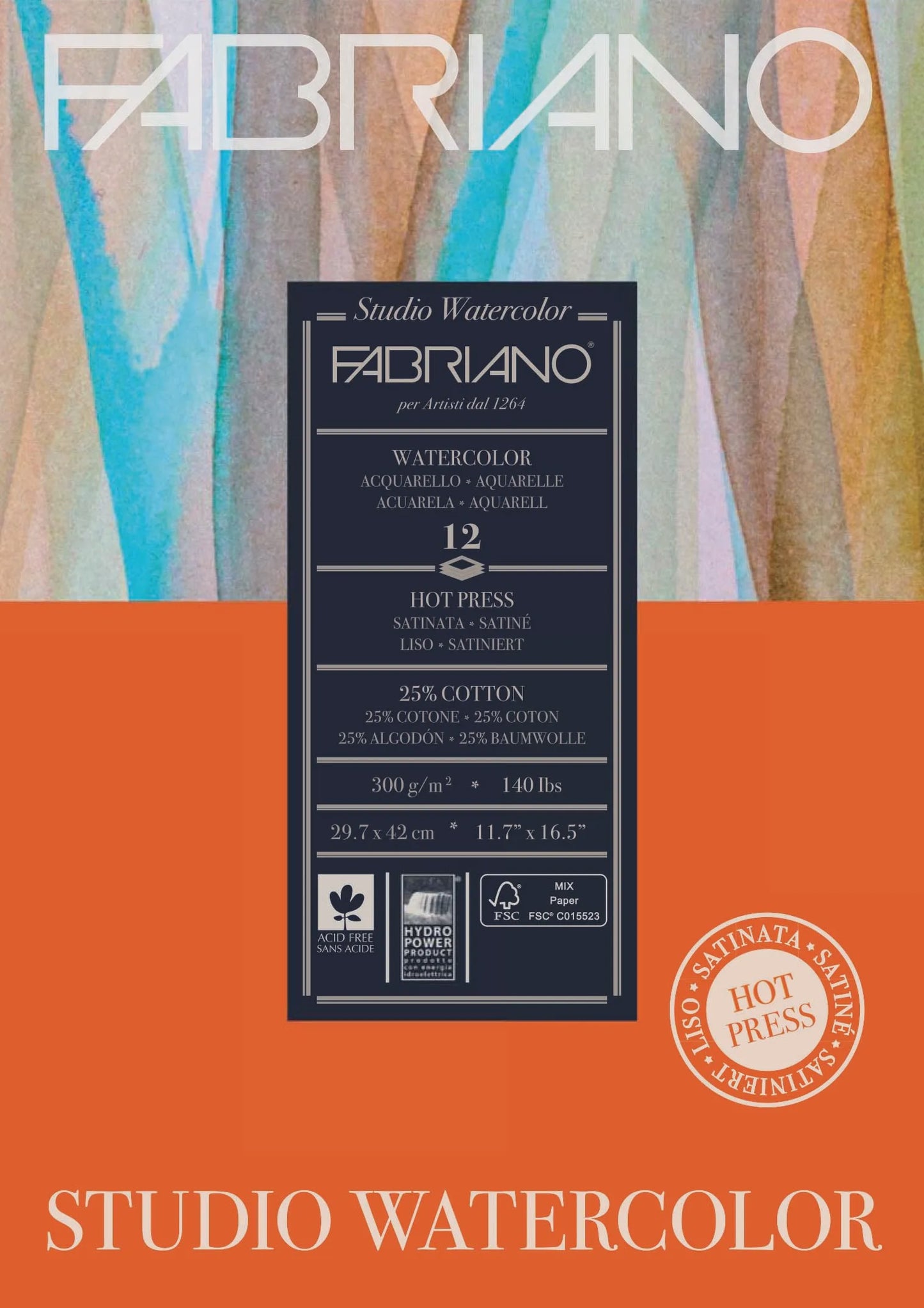 Fabriano Studio W/C  300gsm H/P A3 12 Sheets