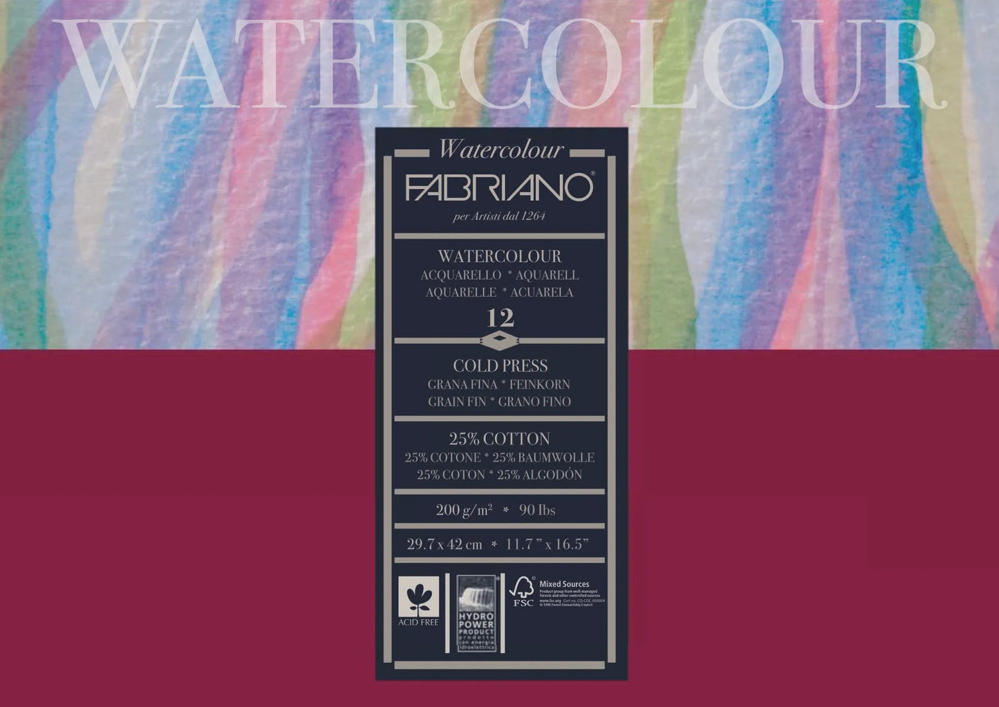 Fabriano Studio W/C 200gsm C/P A3 12 Sheets
