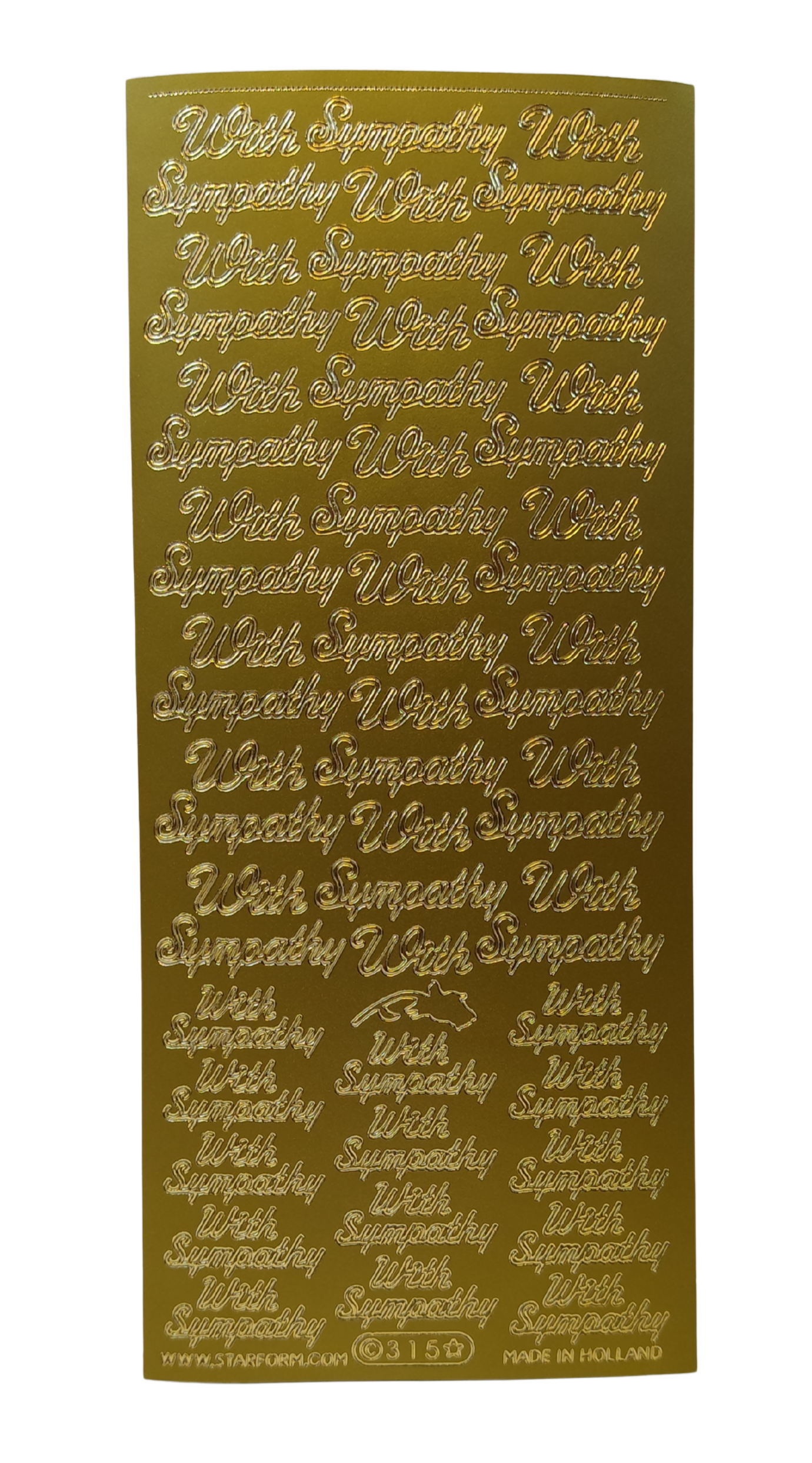 #PC315G - With Sympathy Text Gold