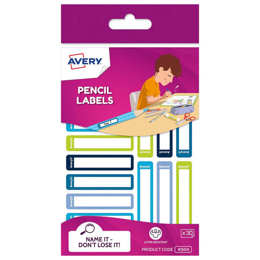 Avery Kids Pencil Labels Blue/Green 30pk