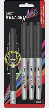 Bic Intensity Fine Permanent Markers Black 3 Pce