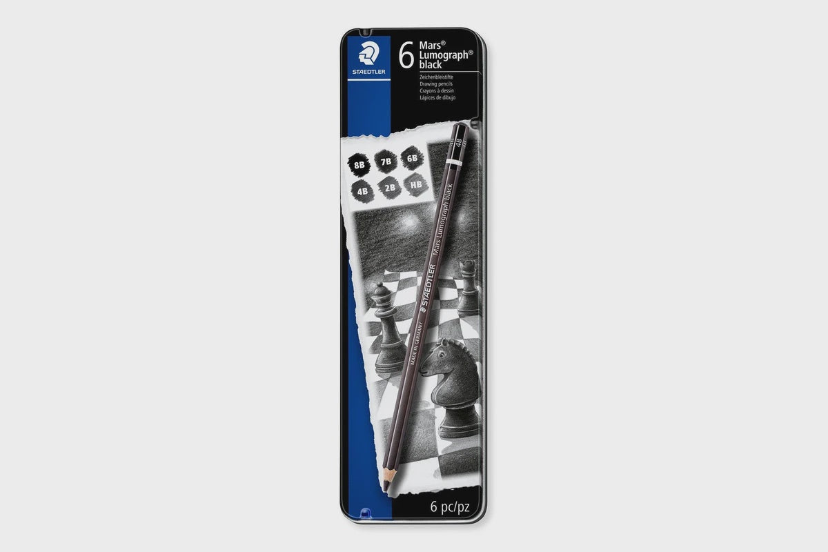 Staedtler Lumograph Pencil Black Tin of 6