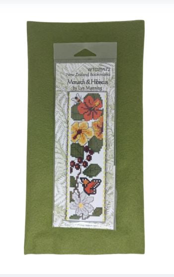 n.z Cross stitch Bookmark- Monarch & Hibiscus (5 X 16CM)