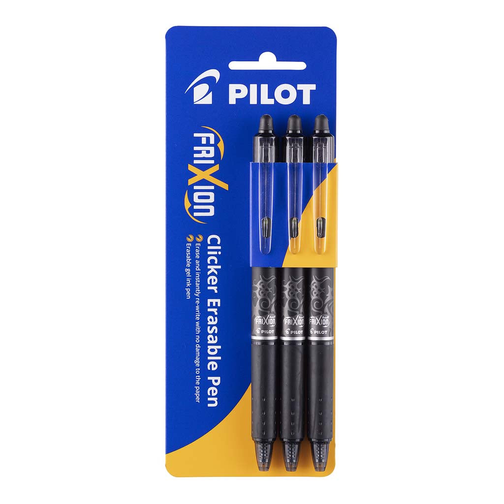 Pilot Frixion Clicker Erasable Fine -Black 3 Pack