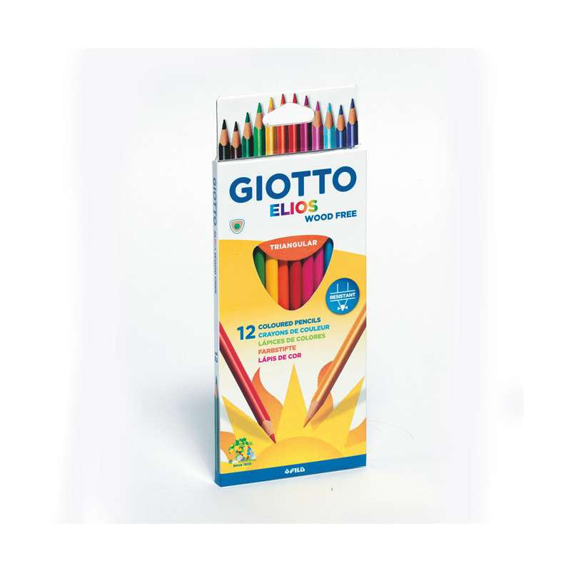 Giotto Elios Triangular Wood Free Pencils Asst 12Pce