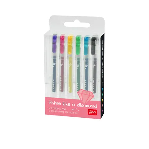 Set Of 6 Mini Glitter Gel Pen