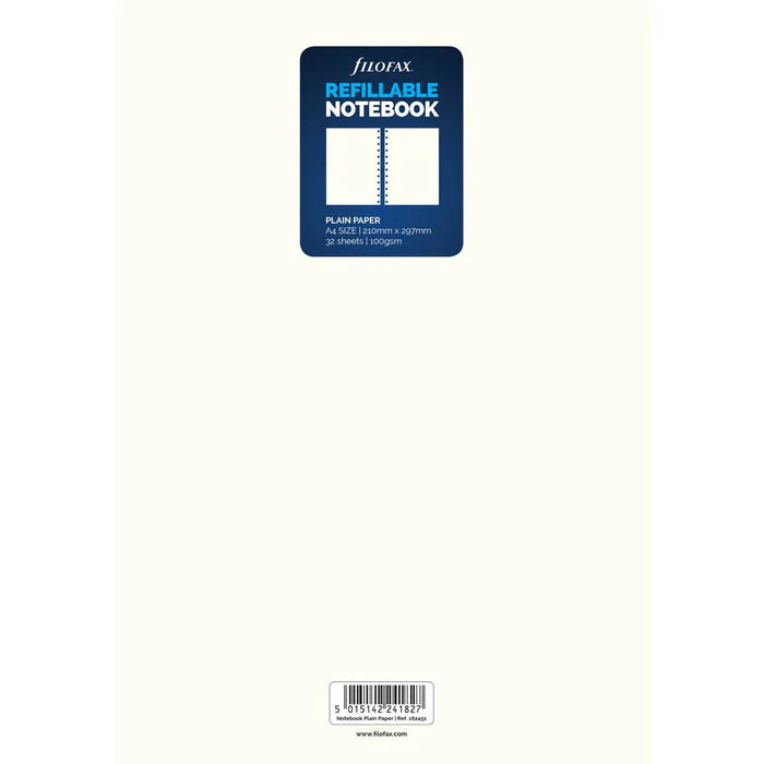 Filofax Notebook A4 Plain White Refil