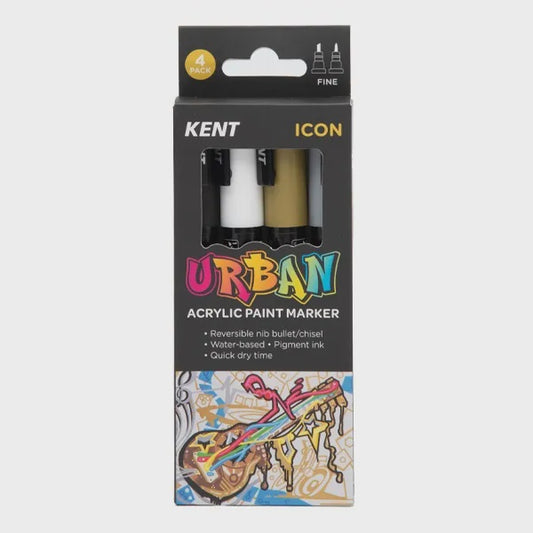 Kent Urban Acrylic Paint Marker 3mm nib Icon 4 Pk