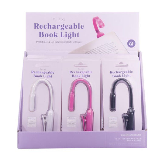 Flexi Clip On Rechargeable Book Light Assorted