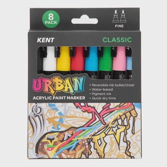 Kent Urban Acrylic Paint Marker 3mm nib Classic 8 Pce