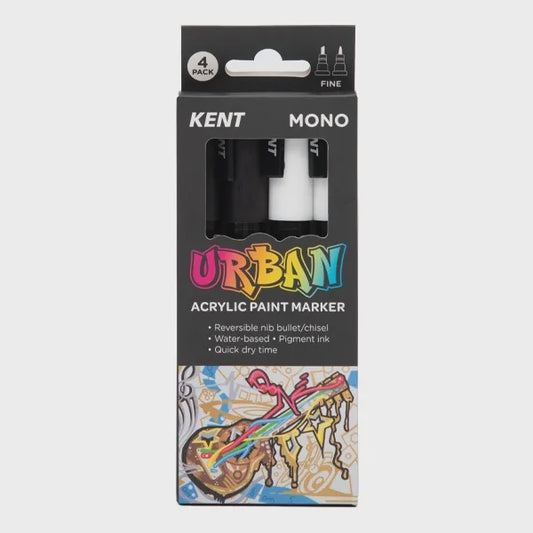 Kent Urban Acrylic Paint Marker 3mm nib Mono 4 Pk